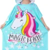 JAXY Badcape Baby - Badcape - Baby Badjas - Omslagdoek - Omslagdoek - Baby Handdoek Met Capuchon - Strandhanddoek - Badponcho - Poncho Handdoek - Microfiber - 60x90cm - Unicorn