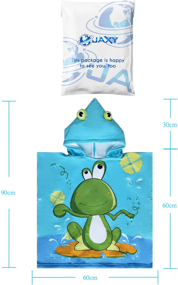 JAXY Badcape Baby - Badcape - Baby Badjas - Omslagdoek - Omslagdoek - Baby Handdoek Met Capuchon - Strandhanddoek - Badponcho - Poncho Handdoek - Microfiber - 60x90cm - Kikker 3 JAXY Badcape Baby - Badcape - Baby Badjas - Omslagdoek - Omslagdoek - Baby Handdoek Met Capuchon - Strandhanddoek - Badponcho - Poncho Handdoek - Microfiber - 60x90cm - Kikker - Afbeelding 3