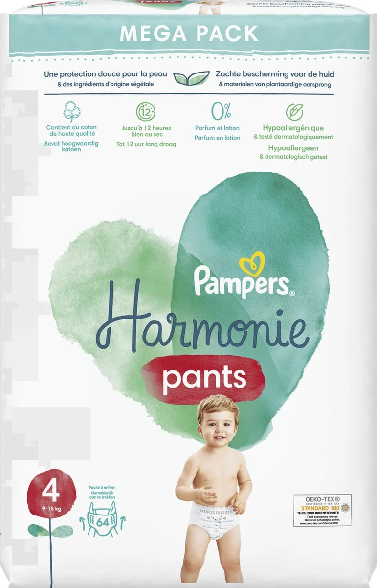 Pampers® Pampers Harmonie Pants Maat 4 (9kg-15kg) - Mega Pack 2 X 64 Luierbroekjes 8 Pampers® Pampers Harmonie Pants Maat 4 (9kg-15kg) - Mega Pack 2 X 64 Luierbroekjes - Afbeelding 8