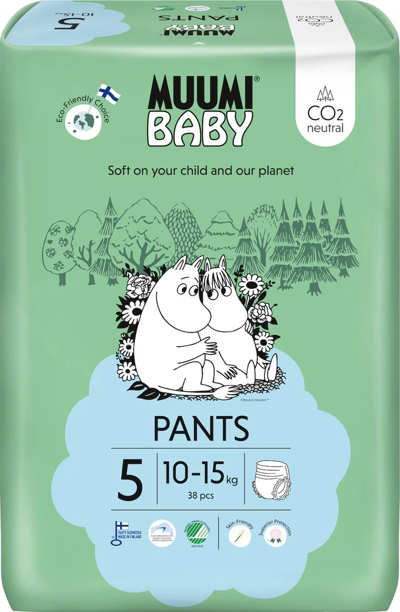 Eco Muumi Baby Luierbroekjes Maat 5 - 10-15 Kg - 40 Stuks - Ecologisch 1 Eco Muumi Baby Luierbroekjes Maat 5 - 10-15 Kg - 40 Stuks - Ecologisch
