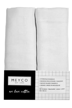 Meyco Uni Swaddle - 2-pack - Hydrofiel - White - 120x120cm 10 Meyco Uni Swaddle - 2-pack - Hydrofiel - White - 120x120cm -Babyproducten Winkel 799x1200 12