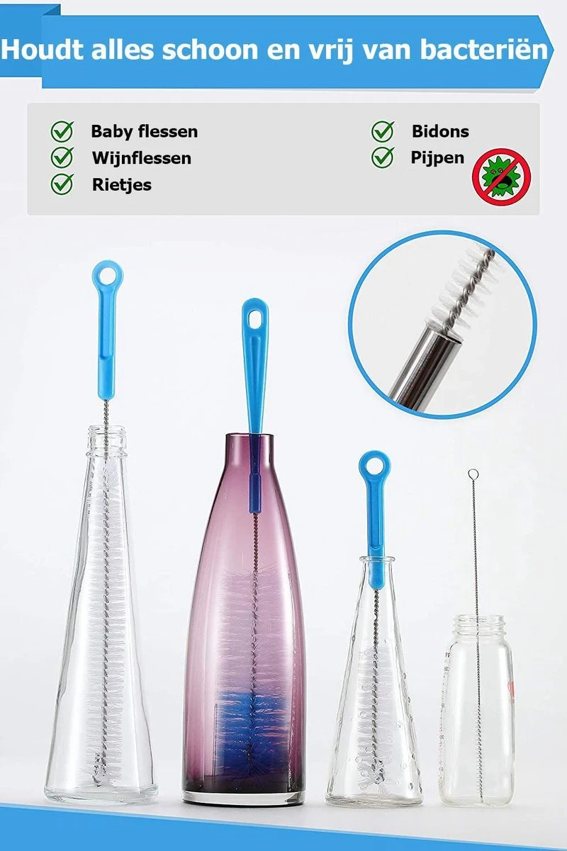 Flessenborstel - Flessenrager - Schoonmaakborstel - Flessenreiniger - 5 Stuks - Kras- En BPA Vrij - Geschikt Voor Alle Oppervlakken 5 Flessenborstel - Flessenrager - Schoonmaakborstel - Flessenreiniger - 5 Stuks - Kras- En BPA Vrij - Geschikt Voor Alle Oppervlakken - Afbeelding 5