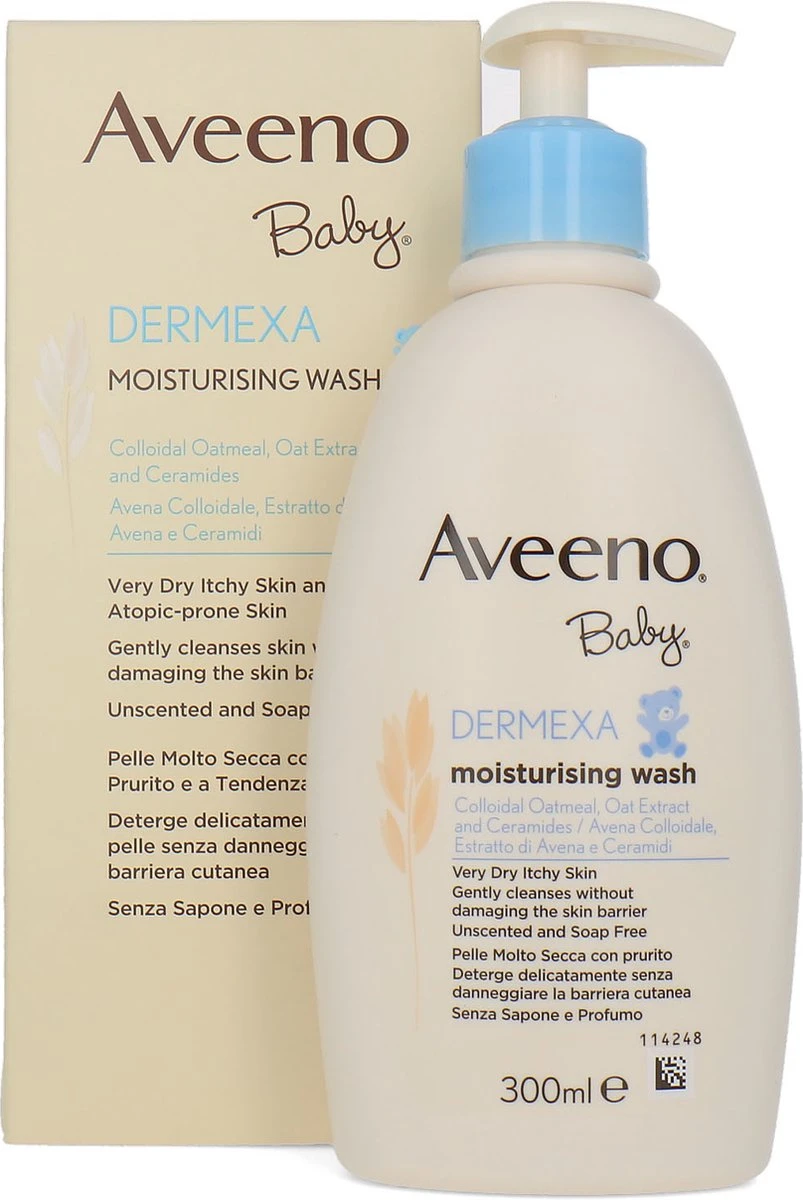 Aveeno Baby Dermexa Moisturising Wash - 300 Ml (voor Zeer Droge En Jeukende Huid) 1 Aveeno Baby Dermexa Moisturising Wash - 300 Ml (voor Zeer Droge En Jeukende Huid)