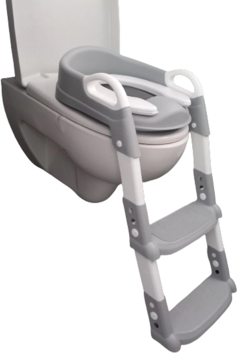 WC Verkleiner- WC Verkleiner Met Trapje- Extra Veilig- Opvouwbaar- Verstelbaar - Grijs & Wit - Toilet Trainer Voor Kind En Peuter 4 WC Verkleiner- WC Verkleiner Met Trapje- Extra Veilig- Opvouwbaar- Verstelbaar - Grijs & Wit - Toilet Trainer Voor Kind En Peuter - Afbeelding 4