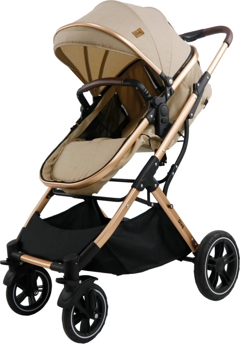 Ding Juna Kinderwagen 3 In 1 - Beige/Rose - Combi Kinderwagen Incl. Autostoel 4 Ding Juna Kinderwagen 3 In 1 - Beige/Rose - Combi Kinderwagen Incl. Autostoel - Afbeelding 4