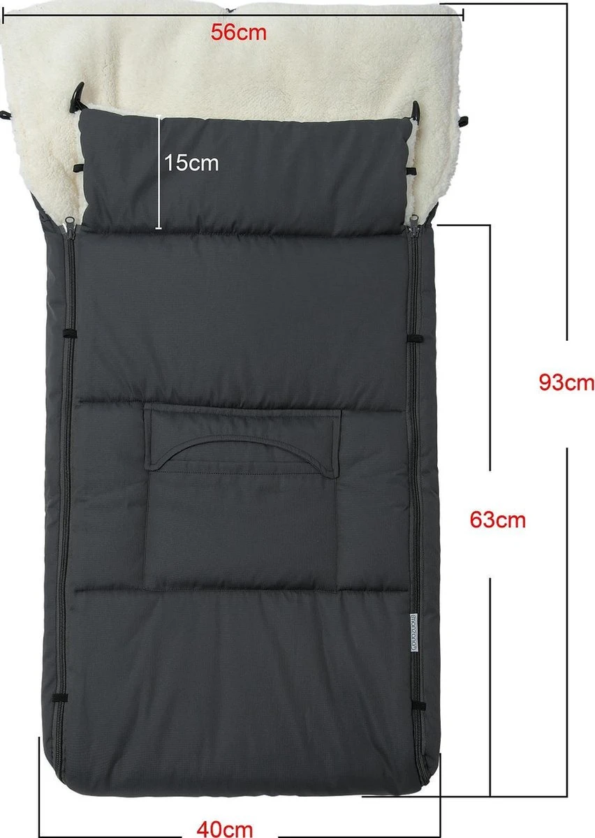 Monzana Voetenzak - Voor Kinderwagen Of Stoeltje - 93x56cm Grijs 2 Monzana Voetenzak - Voor Kinderwagen Of Stoeltje - 93x56cm Grijs - Afbeelding 2