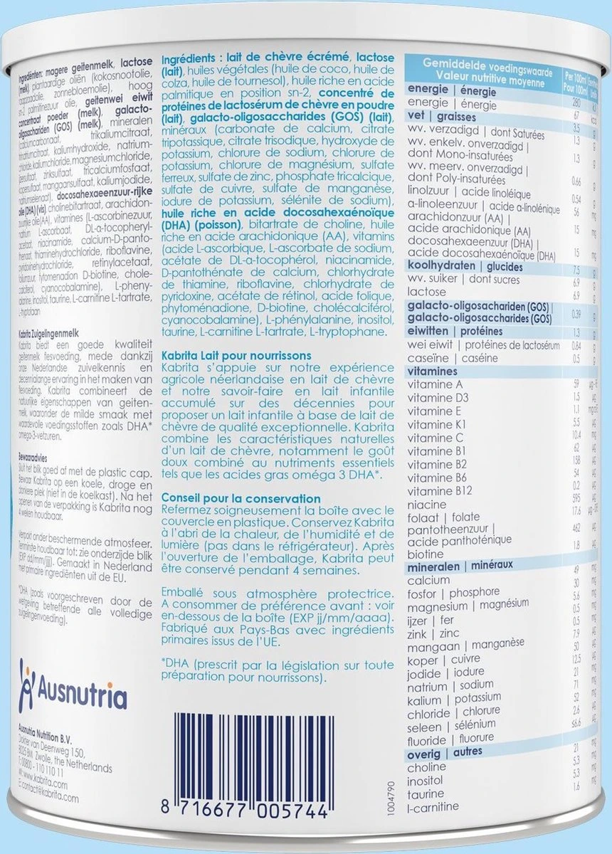 Kabrita 1 Zuigelingenmelk - Zuigelingenvoeding 0-6 Maanden - 800g 8 Kabrita 1 Zuigelingenmelk - Zuigelingenvoeding 0-6 Maanden - 800g - Afbeelding 8