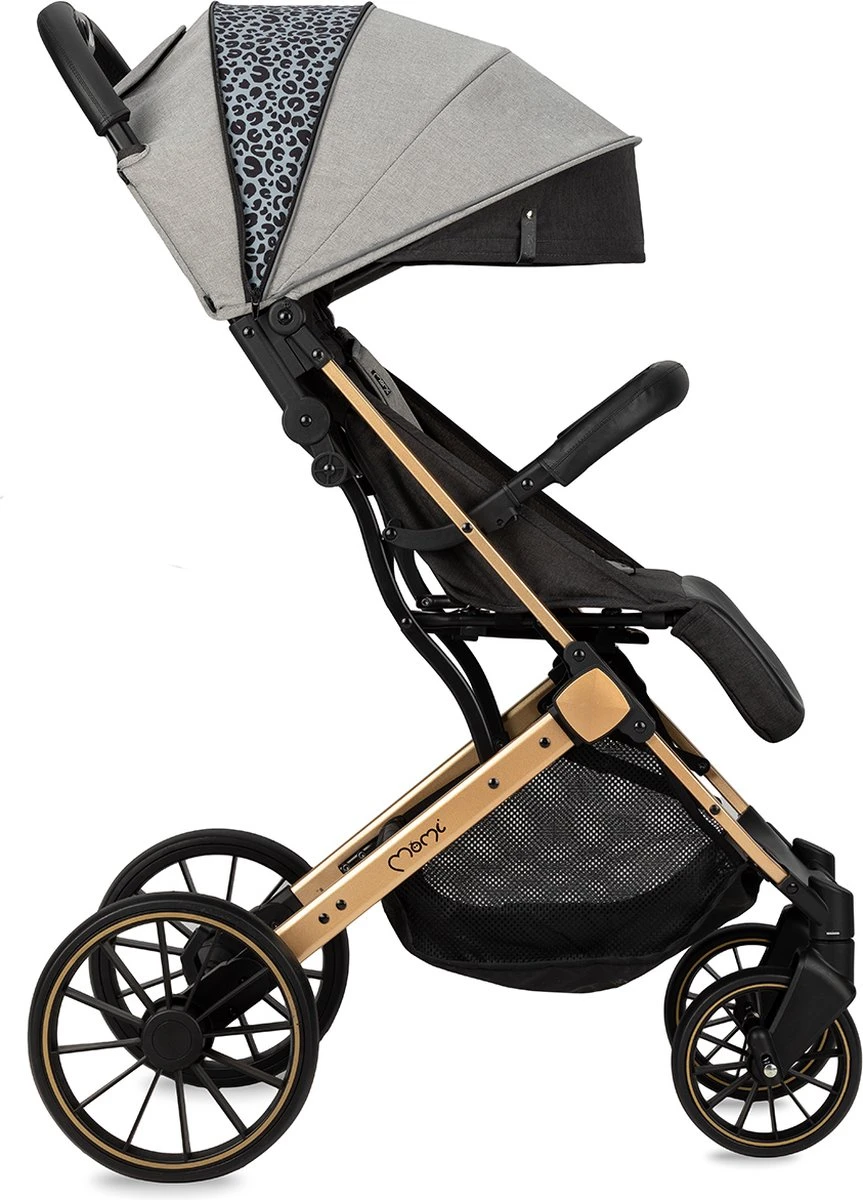 MoMi Wandelwagen - Compacte Lichtgewicht Buggy - Estelle Dakar Met XXL Wielen & Zonnekap - Leopard - Grijs-Goud (geschikt Van 6mnd - 22kg) 5 MoMi Wandelwagen - Compacte Lichtgewicht Buggy - Estelle Dakar Met XXL Wielen & Zonnekap - Leopard - Grijs-Goud (geschikt Van 6mnd - 22kg) - Afbeelding 5