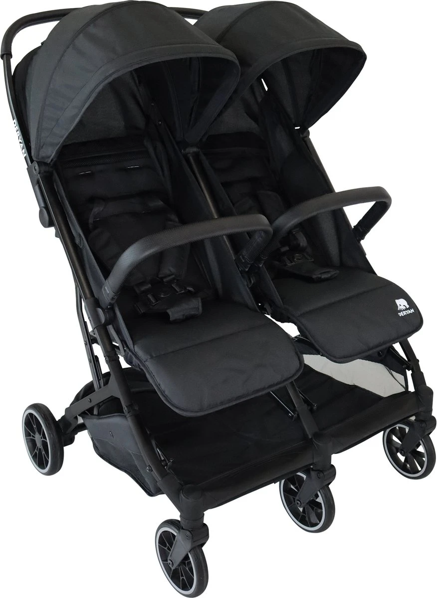 Deryan Luxe Rolo X2 Dubbele Buggy - Duo Buggy - Zwart 1 Deryan Luxe Rolo X2 Dubbele Buggy - Duo Buggy - Zwart