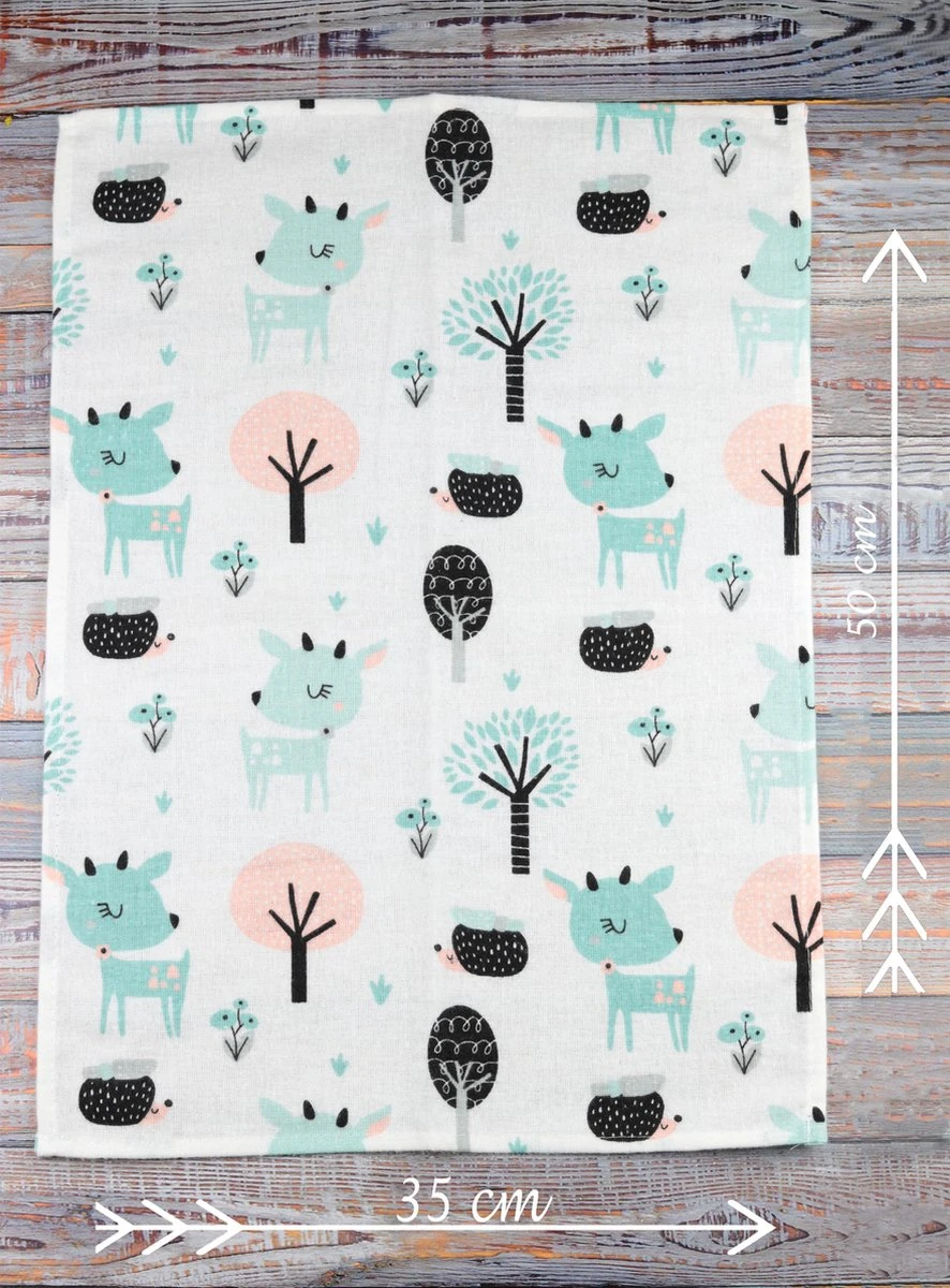 Spuugdoekjes – Monddoekjes – 10 Pack - Flanellen Doeken - Monddoekje 35x50cm – 100% Katoen – Fensilo – Spuugdoek Unisex – Wit – Dieren - Grijs - Flanellen Luiers 6 Spuugdoekjes – Monddoekjes – 10 Pack - Flanellen Doeken - Monddoekje 35x50cm – 100% Katoen – Fensilo – Spuugdoek Unisex – Wit – Dieren - Grijs - Flanellen Luiers - Afbeelding 6