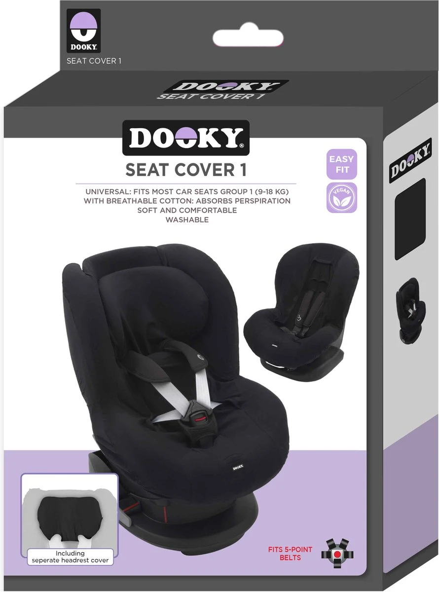 Dooky Seat Cover Groep 1 Autostoel Hoes Black Uni 4 Dooky Seat Cover Groep 1 Autostoel Hoes Black Uni - Afbeelding 4
