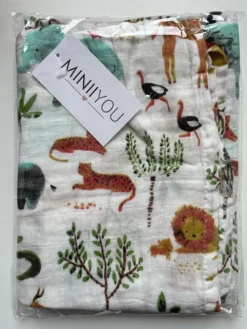 Hydrofiele Doek XL - Baby Inbakerdoek - 120x120 Cm - Safari Dieren -Babyproducten Winkel 900x1200 1