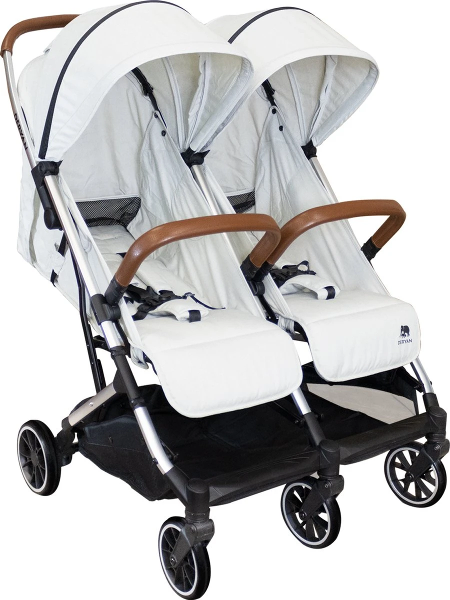 Deryan Luxe Rolo X2 Dubbele Buggy - Duo Buggy - Creme 7 Deryan Luxe Rolo X2 Dubbele Buggy - Duo Buggy - Creme - Afbeelding 7