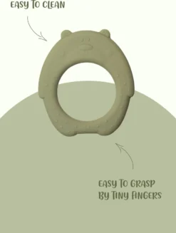 J.Børn Silicone Bijtring Beer - Sage - Bijtspeelgoed - Baby
