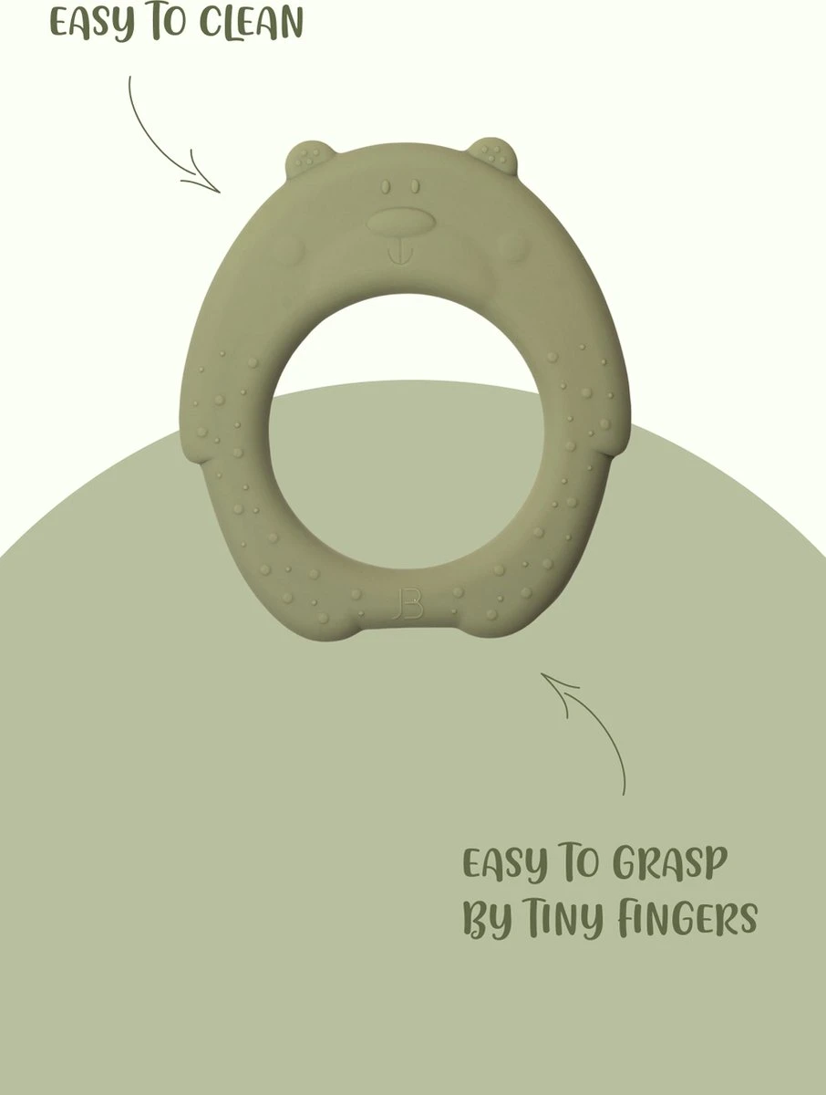 J.Børn Silicone Bijtring Beer - Sage - Bijtspeelgoed - Baby 1 J.Børn Silicone Bijtring Beer - Sage - Bijtspeelgoed - Baby