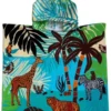 Bad Cape/poncho Voor Kinderen 60 X 120 Cm Microvezel - Bad Poncho's Met Savanne Safari Dieren
