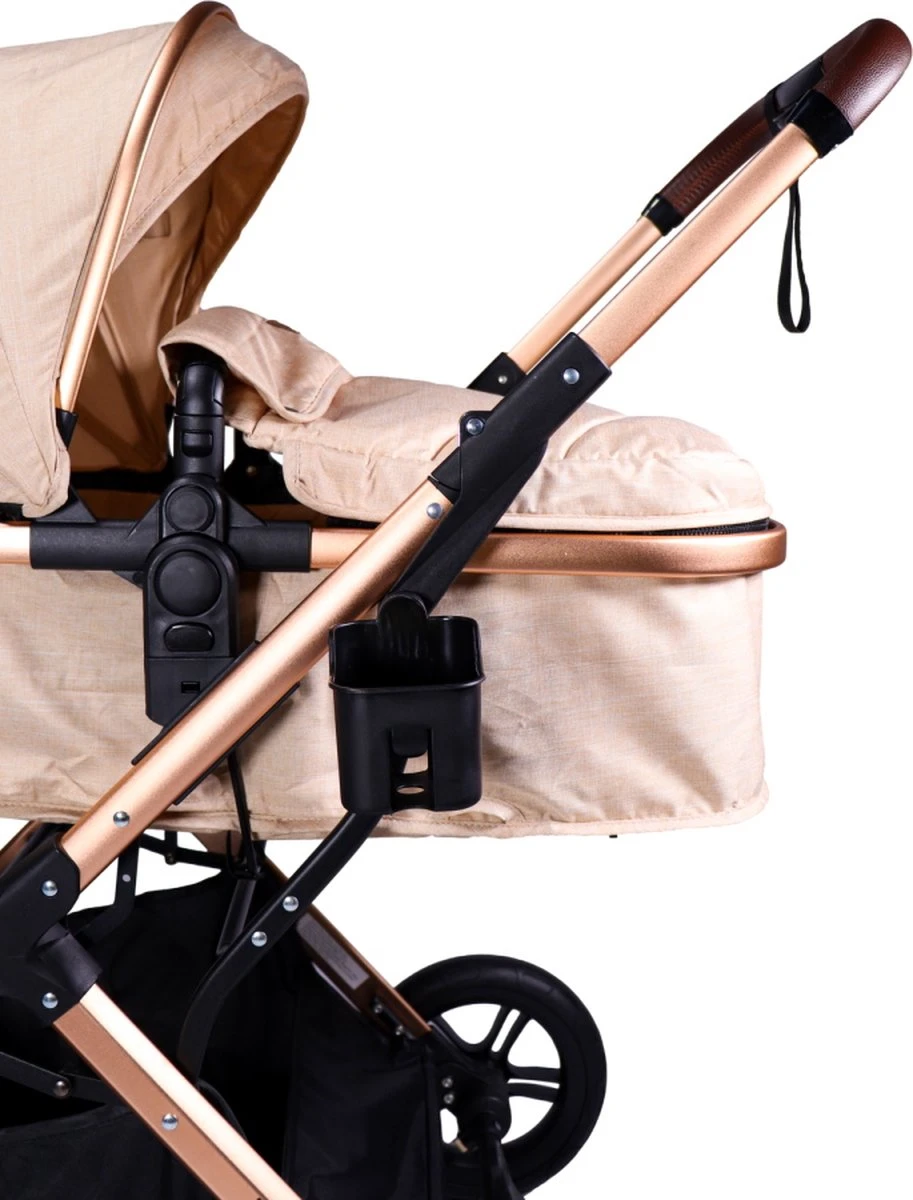Ding Juna Kinderwagen 3 In 1 - Beige/Rose - Combi Kinderwagen Incl. Autostoel 7 Ding Juna Kinderwagen 3 In 1 - Beige/Rose - Combi Kinderwagen Incl. Autostoel - Afbeelding 7