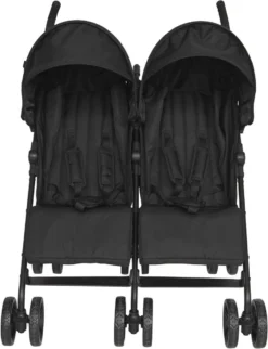 Prénatal Duo Buggy - Tweeling Buggy Inclusief Regenhoes - Verstelbare Kinderwagen - Inklapbare Wandelwagen - Plooibuggy - Zwart -Babyproducten Winkel 920x1200