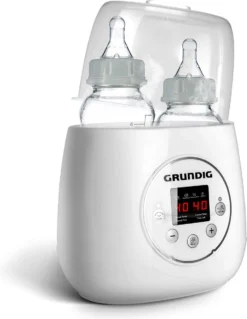 Grundig Flessenwarmer - Dubbele Flesverwarmer - 200W - Ruimte Voor 2 Babyflessen - Verwarmen, Ontdooien En Steriliseren - Incl. Stoomkap - Wit