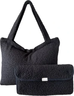 Mommy Bag / Grote Luiertas Zwart / Kinderwagen Luiertas / Teddy Set - Luiertas & Verschoonmat Joan’s Label Zwart / Baby / Met Rits