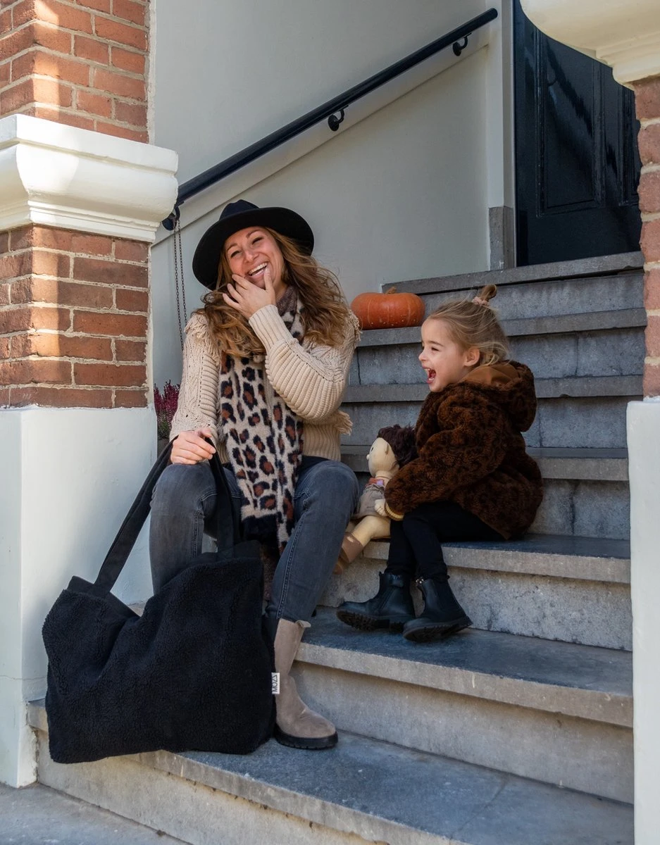 Mozz Mom Bag Teddy Suede Black 1 Mozz Mom Bag Teddy Suede Black