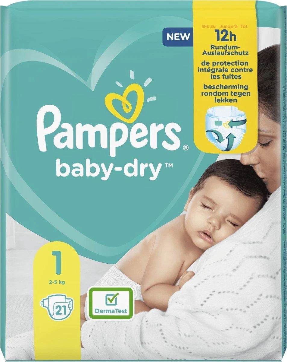 Pampers® Pampers Baby Dry Maat 1 Newborn (2-5kg) - XL Pakket - 21 Stuks - Luiers - Limited Edition 1 Pampers® Pampers Baby Dry Maat 1 Newborn (2-5kg) - XL Pakket - 21 Stuks - Luiers - Limited Edition