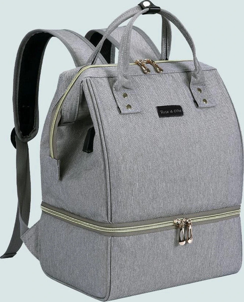 Rose & Ollie Kolftas Rugtas Grijs - Koeltas Moedermelk 1 Rose & Ollie Kolftas Rugtas Grijs - Koeltas Moedermelk