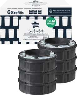 Tommee Tippee Twist & Click Milieuvriendelijke Luieremmer Navulling - Duurzaam Geproduceerde Greenfilm - 6 Stuks -Babyproducten Winkel 978x1200