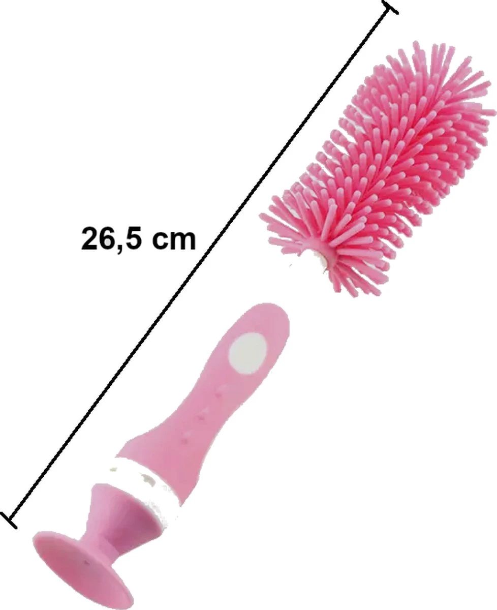 Merkloos Flessenborstel - Schoonmaakborstel Babyfles - Flessenreiniger - Fles Afwasborstel - Borstel Voor Drinkbus Of Drinkfles - Silicone - Duurzaam - Roze 2 Merkloos Flessenborstel - Schoonmaakborstel Babyfles - Flessenreiniger - Fles Afwasborstel - Borstel Voor Drinkbus Of Drinkfles - Silicone - Duurzaam - Roze - Afbeelding 2