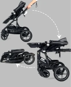 Belecoo - Luxe Kinderwagen - 3-in-1 Buggy - Opklapbare Wandelwagen - Autostoel - Wieg - Multifunctioneel - Zwart 14 Belecoo - Luxe Kinderwagen - 3-in-1 Buggy - Opklapbare Wandelwagen - Autostoel - Wieg - Multifunctioneel - Zwart -Babyproducten Winkel 981x1200 4