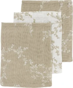 Meyco Branches 3-pack Hydrofiele Washandjes - 20x17 Cm - Sand